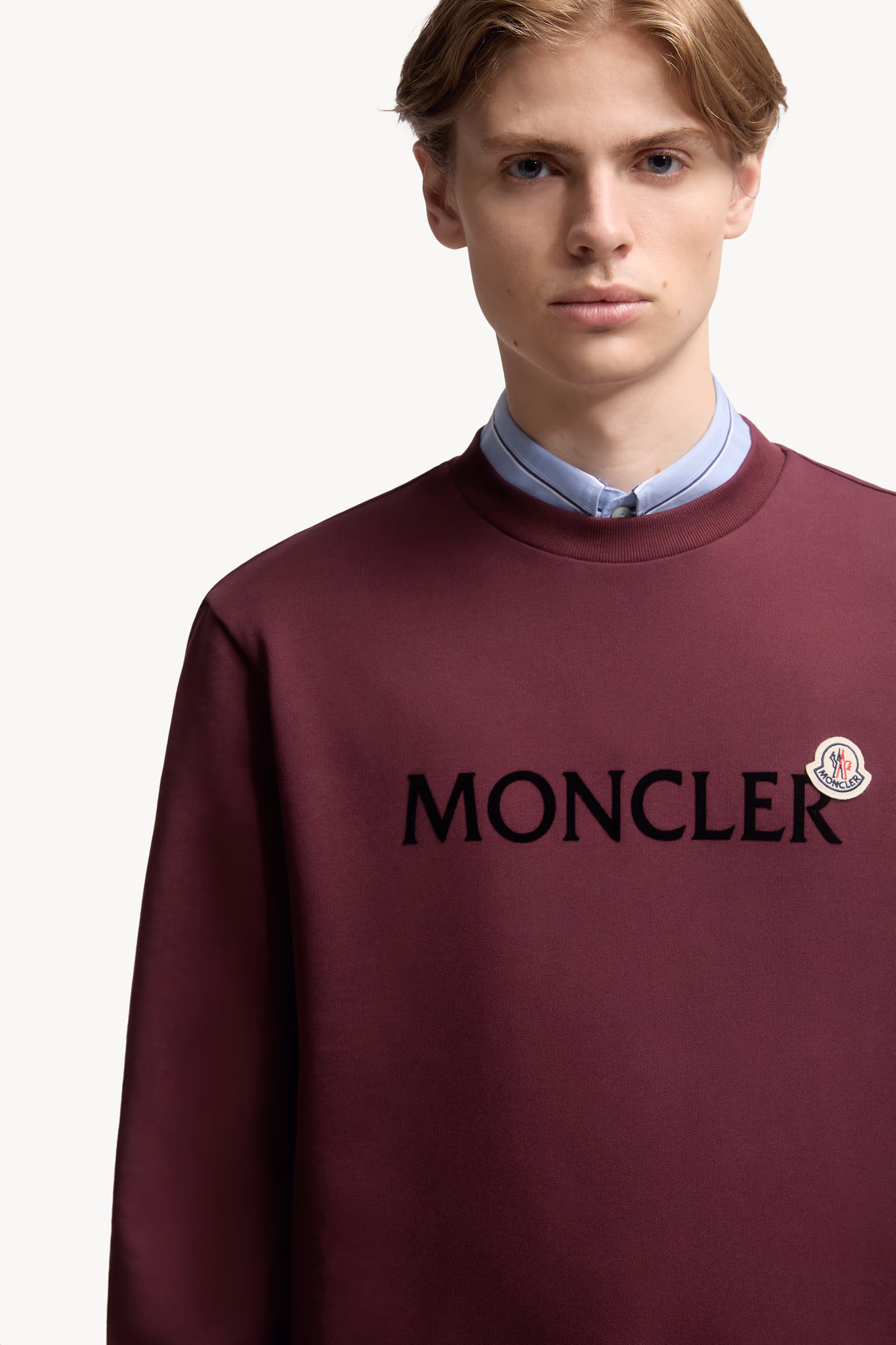 Logo Cotton Sweatshirt Men Burgundy Moncler 6